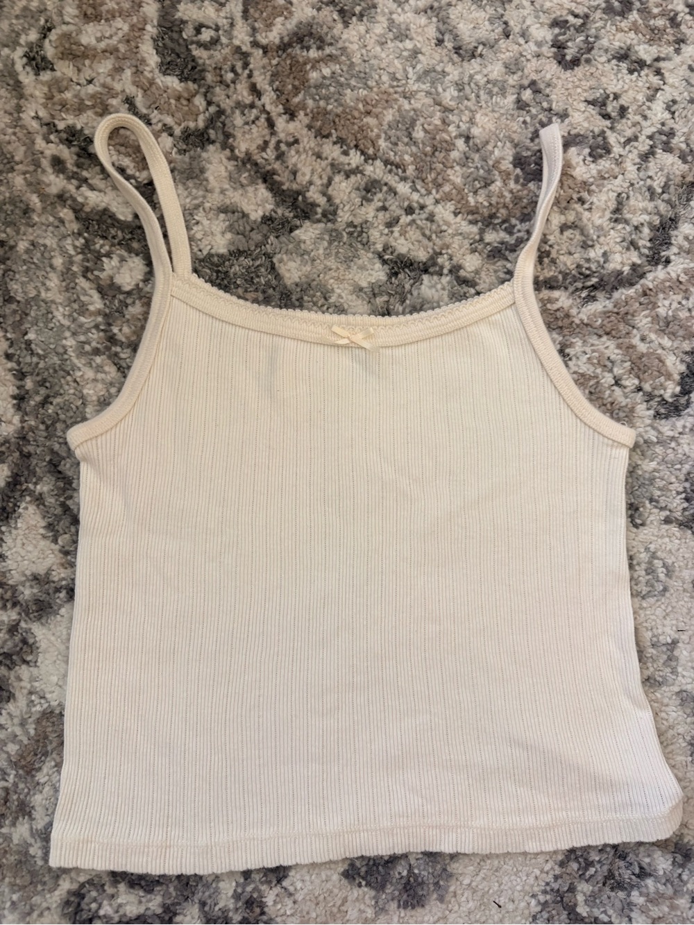 Brandy Melville Cream Ribbed Spaghetti Strap Tank